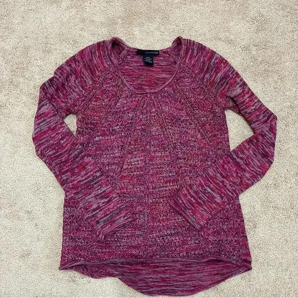 Calvin Klein Jeans Pink Marled Sweater Long Sleeve Women's Size Small - Picture 11 of 11